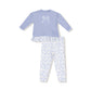 White/Blue Floral Bows Ruffle Top and Ribbed Legging 2pc Set