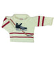 Ivory and Cranberry Hockey Roll Neck Sweater